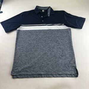 FootJoy Polo Shirt Mens Extra Large Blue White Stripe Golf Performance FJ XL